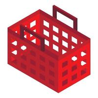 icône de panier de magasin rouge, style isométrique vecteur