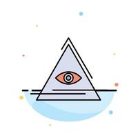 modèle d'icône de couleur plate abstraite de triangle de pyramide d'illuminati d'oeil vecteur