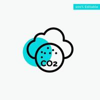 air dioxyde de carbone co2 pollution turquoise surbrillance cercle point vecteur icône