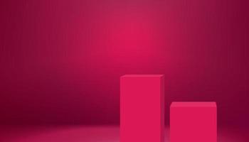 viva magenta affichage podium 3d dans la salle de studio avec éclairage sur fond de mur, scène vectorielle rose vif magenta présentation minimale de fond pour produit cosmétique, saint valentin, tendance des couleurs 2023 vecteur