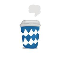 bleu avec illustration vectorielle de tasse à café motif losange blanc dans le style de peinture vecteur