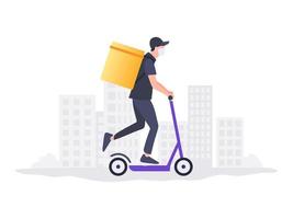 livraison. service de livraison en ligne. coursier scooter. suivi des commandes en ligne. livraison à domicile et au bureau. illustration vectorielle vecteur