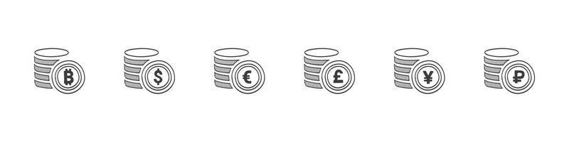 ensemble de signes de pièces de monnaie. icônes d'argent et de paiement. illustration vectorielle dessinés à la main vecteur