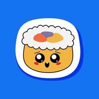 kawaii sushi, petits pains, sashimi - icône unique isolée, stickermoji vecteur