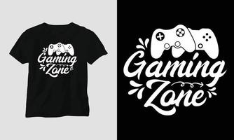 zone de jeu - gamer cite la conception de typographie de t-shirts et de vêtements vecteur