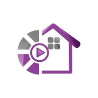 modèle de conception de logo vidéo immobilier illustration vectorielle vecteur