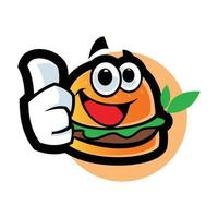 personnage de dessin animé burger vecteur création de logo snack nourriture signe symbole isolé