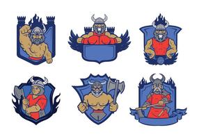 Viking badge mascot vector 01