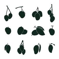 silhouettes de mangue, icône vectorielle de mangue. vecteur