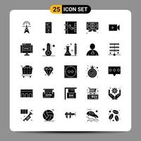 25 symboles de glyphes de pack d'icônes noires signes pour des conceptions réactives sur fond blanc 25 icônes définies fond de vecteur d'icône noire créative