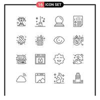 ensemble de 16 symboles d'icônes d'interface utilisateur modernes signes pour jour utilisateur support de verre rapport document éléments de conception vectoriels modifiables vecteur
