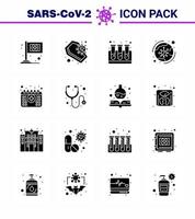 coronavirus 16 icône noire de glyphe solide sur le thème de l'épidémie corona contient des icônes telles que l'infection de calendrier sang covid virus coronavirus viral 2019nov éléments de conception de vecteur de maladie