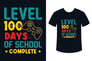 conception complète de t-shirt de jeu pour enfants de niveau 100 jours vecteur