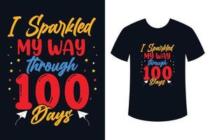100 jours de conception de t-shirt de typographie scolaire vecteur