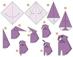 modèle mobile de tutoriel de schéma d'origami d'éléphant. origami pour les enfants. étape par étape comment faire un joli éléphant en origami. illustration vectorielle. vecteur