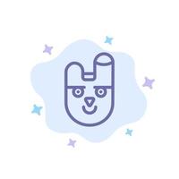 animal bunny face lapin bleu icône sur fond de nuage abstrait vecteur