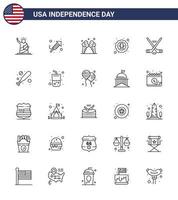 joyeux jour de l'indépendance usa pack de 25 lignes créatives d'insigne célébration jour oiseau américain modifiable usa jour vecteur éléments de conception