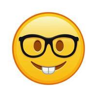 visage nerd grande taille de sourire emoji jaune vecteur