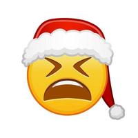 noël visage fatigué grande taille de sourire emoji jaune vecteur