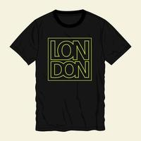 london typography text t shirt poitrine print vector design prêt à imprimer isolé sur des vues de modèle noir.