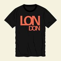 london typography text t shirt poitrine print vector design prêt à imprimer isolé sur des vues de modèle noir.