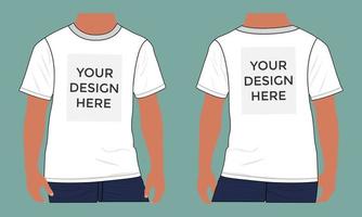 modèle de maquette d'illustration vectorielle de t-shirt à manches courtes pour hommes et garçons. vecteur
