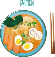 nouilles ramen cuisine japonaise illustration vectorielle plate vecteur