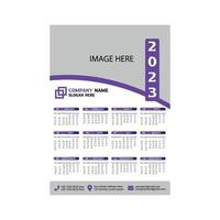 conception de calendrier de bonne année 2023. conception minimale à deux couleurs pour une meilleure qualité d'impression. Le fichier de calendrier 2023 est entièrement modifiable et entièrement modifiable. vous pouvez placer votre image personnalisée pour une meilleure impression. vecteur