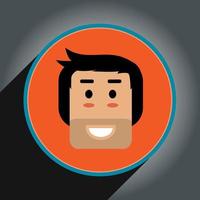 style plat de conception de tête d'avatar de dessin animé en cercle.profil icône vecteur pro.