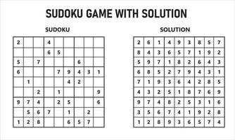 jeu de sudoku avec solution vecteur