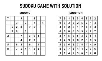 jeu de sudoku avec solution vecteur