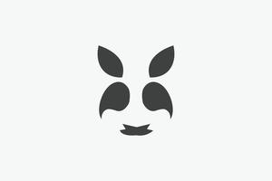 mascotte de visage de panda mignon silhouette. pochoir zoo indentity logo vecteur