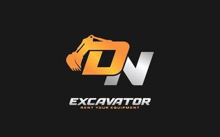 excavatrice logo dn pour entreprise de construction. illustration vectorielle de modèle d'équipement lourd pour votre marque. vecteur