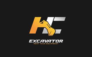 excavatrice logo hc pour entreprise de construction. illustration vectorielle de modèle d'équipement lourd pour votre marque. vecteur