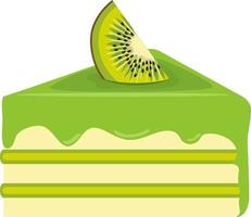 morceau de délicieux gâteau sucré au kiwi vecteur