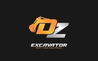 excavatrice logo dz pour entreprise de construction. illustration vectorielle de modèle d'équipement lourd pour votre marque. vecteur