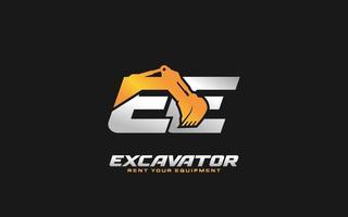 excavatrice logo ee pour entreprise de construction. illustration vectorielle de modèle d'équipement lourd pour votre marque. vecteur