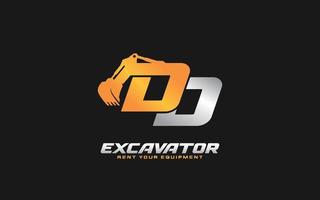 excavatrice logo dd pour entreprise de construction. illustration vectorielle de modèle d'équipement lourd pour votre marque. vecteur