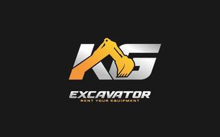 excavatrice logo kg pour entreprise de construction. illustration vectorielle de modèle d'équipement lourd pour votre marque. vecteur