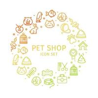 Pet Shop modèle de conception ronde fine ligne icône concept. vecteur