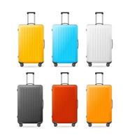 ensemble de valises vides de couleurs vives différentes 3d détaillées réalistes. vecteur