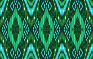 motifs ikat verts. style rétro vintage tribal géométrique. modèle sans couture de tissu ethnique ikat. illustration vectorielle d'impression ikat aztèque navajo indien. conception pour le textile de vêtements de tissu de texture de toile de fond. vecteur