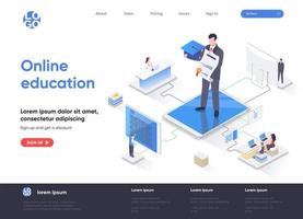 page de destination isométrique de l'éducation en ligne vecteur