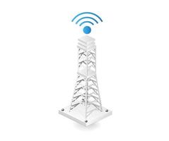 illustration isométrique à plat du concept d'émetteur wifi réseau vecteur