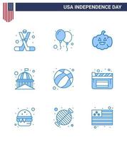 pack d'icônes vectorielles stock de la journée américaine 9 signes et symboles de ligne pour le bâtiment historique de la fête des états-unis américains modifiables éléments de conception de vecteur de la journée des états-unis
