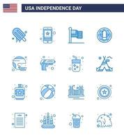 pack de 16 créatifs usa independance day liés blues of american celebration phone bird usa modifiable usa day vector design elements