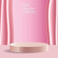 podium minimalisme de couleur rose pour produit de beauté vecteur