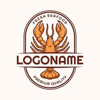 modèle de logo de homard, adapté au restaurant de fruits de mer et au café vecteur