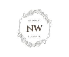 nw initiales lettre mariage monogramme logos collection, modèles minimalistes et floraux modernes dessinés à la main pour cartes d'invitation, réservez la date, identité élégante pour restaurant, boutique, café en image vectorielle vecteur