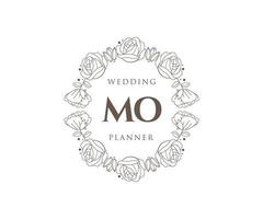 mo initiales lettre mariage monogramme logos collection, modèles minimalistes et floraux modernes dessinés à la main pour cartes d'invitation, réservez la date, identité élégante pour restaurant, boutique, café en image vectorielle vecteur